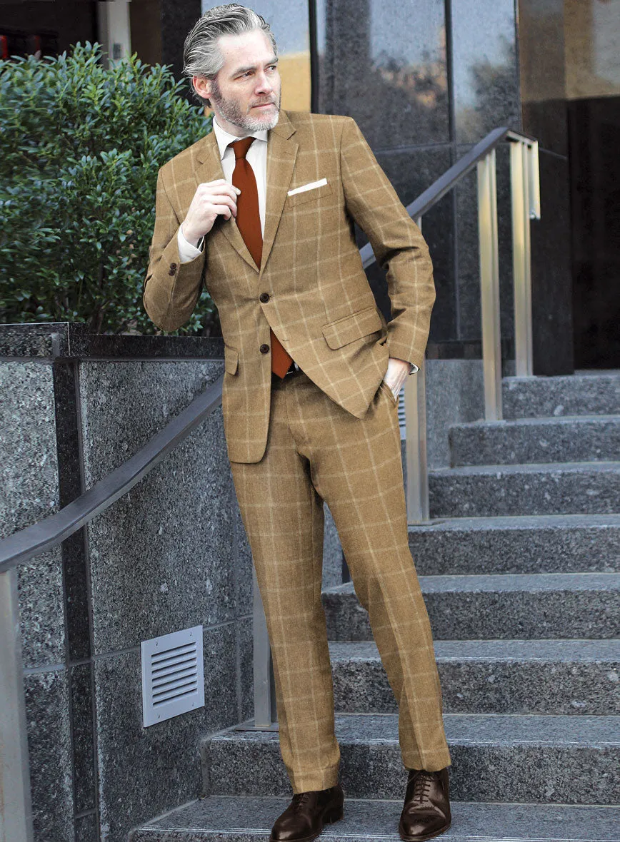 Italian Anbino Camel Brown Wool Suit