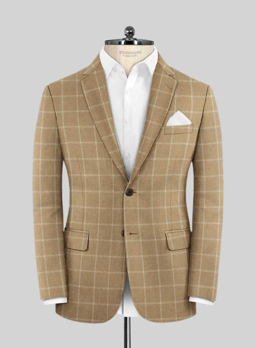 Italian Anbino Camel Brown Wool Suit