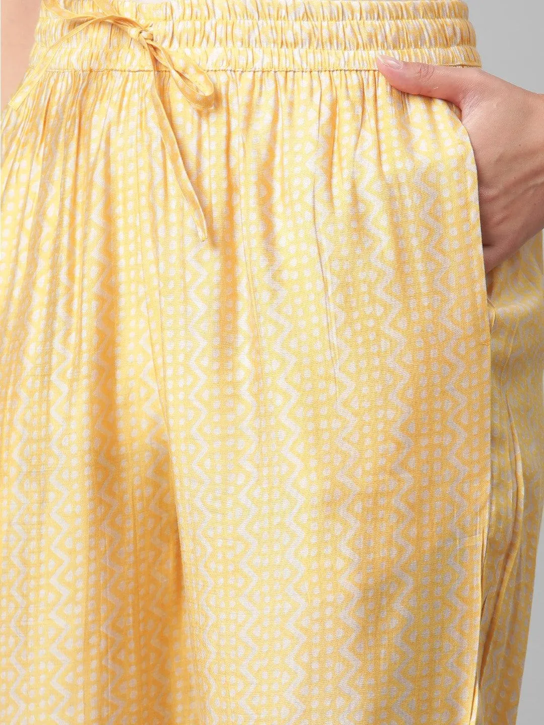 Jashvi Light Yellow Rayon Kaftan Pant Set