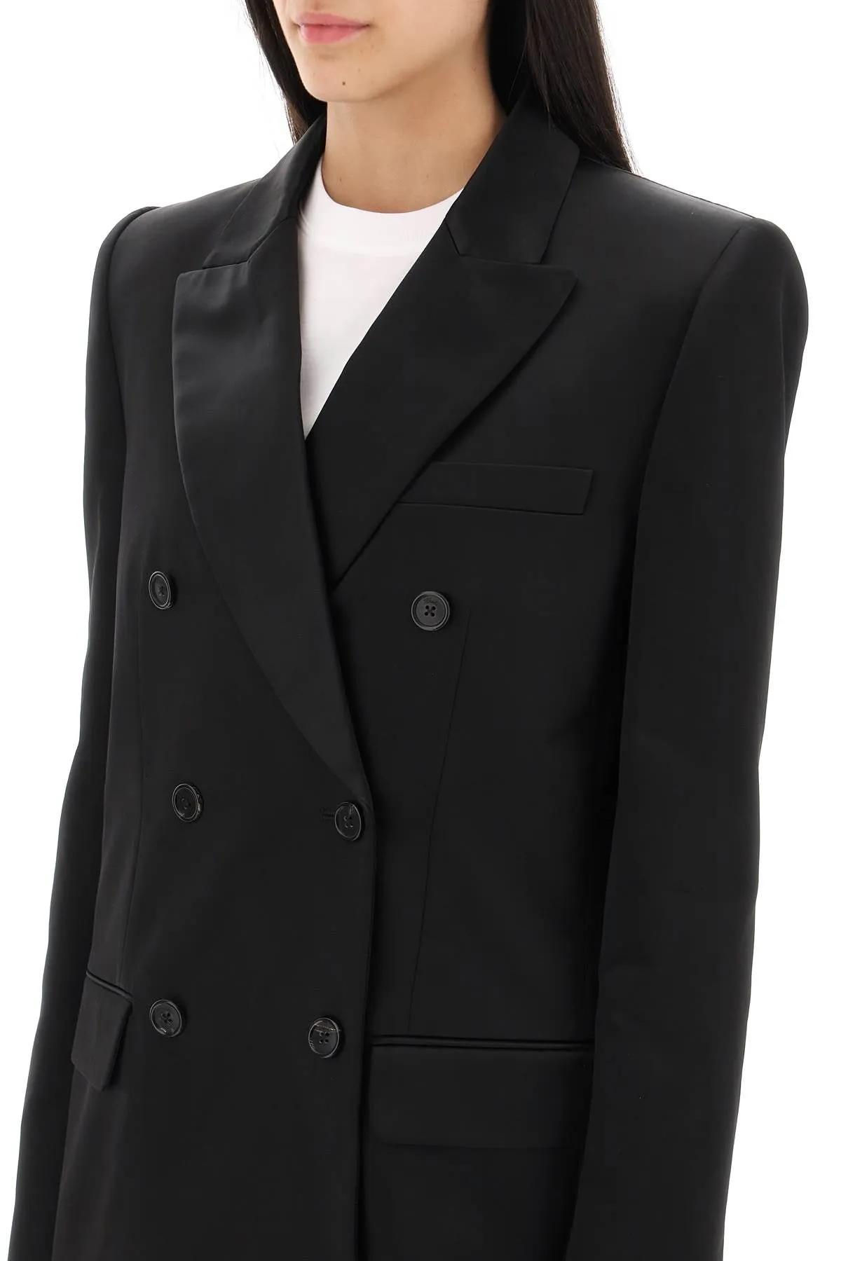 Khaite 'nathan' double-breasted satin blazer