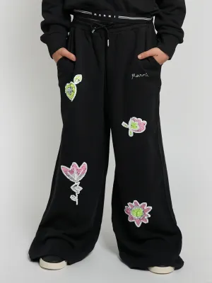 MARNI Girls Applique Trousers in Black