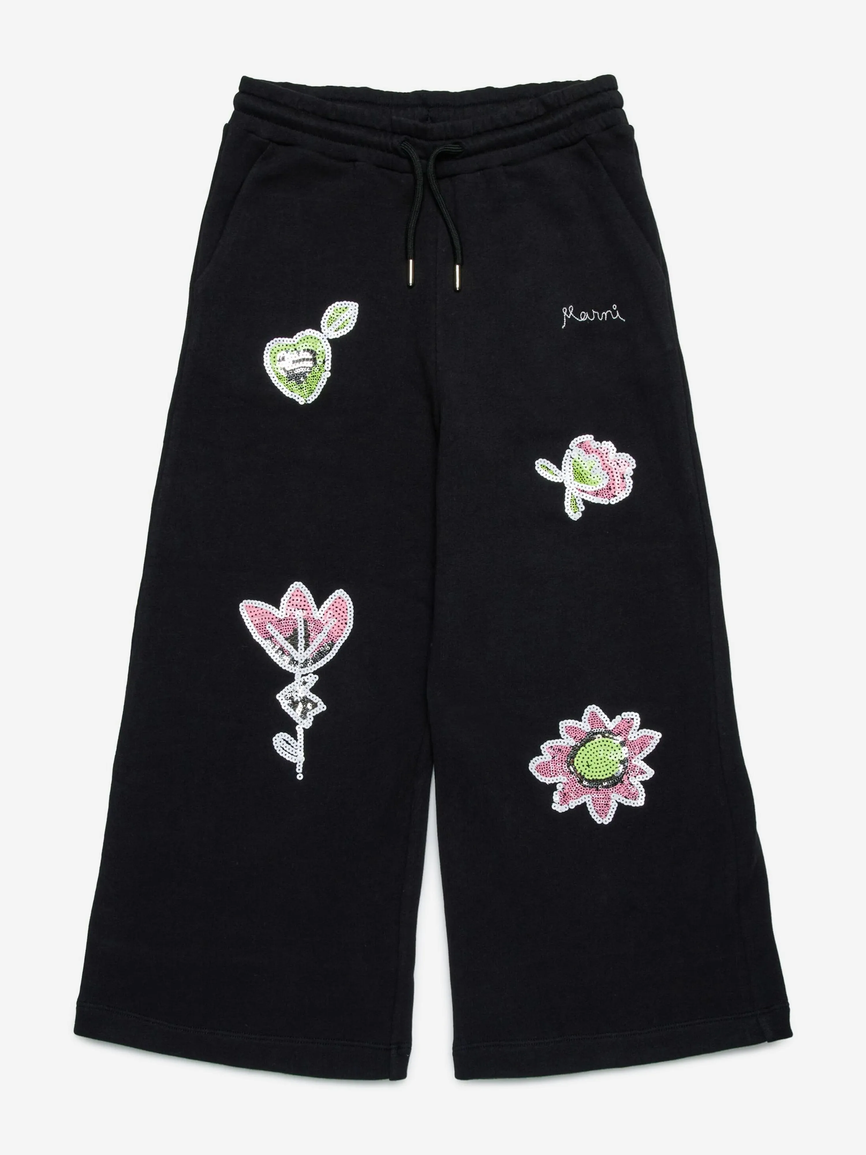 MARNI Girls Applique Trousers in Black