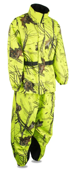 Men's Hi Vis Mossy Oak® Camo Rain Suit Water Proof w/ Reflective Piping