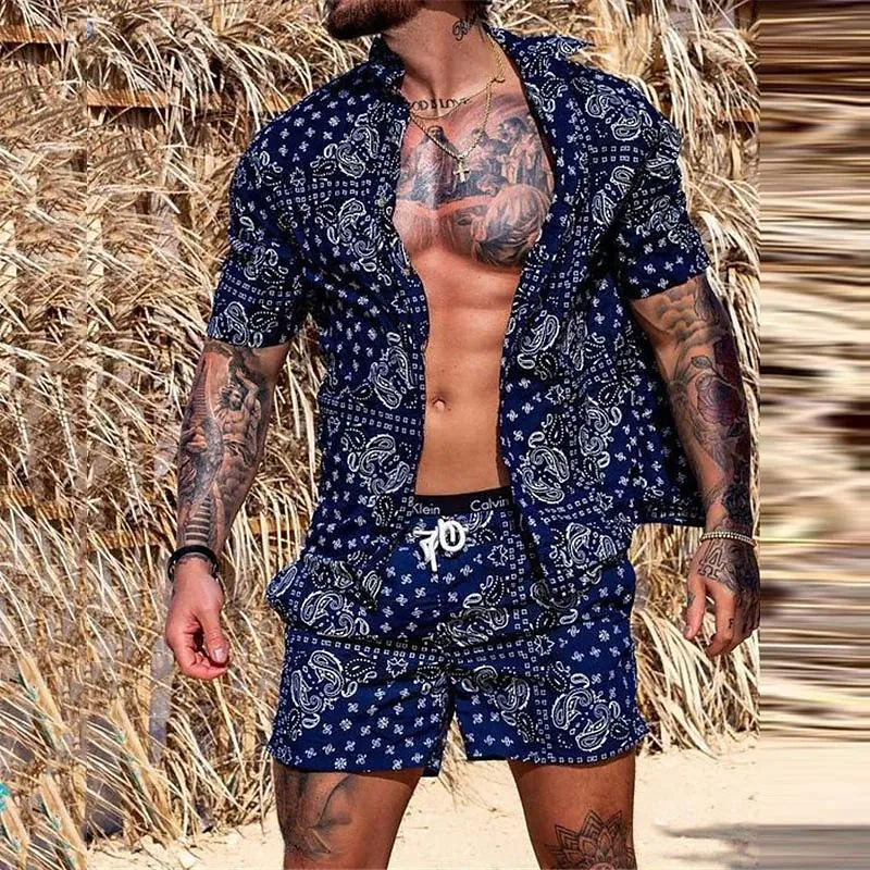 Men's Summer Casual Set Vintage Print Set 96072300L