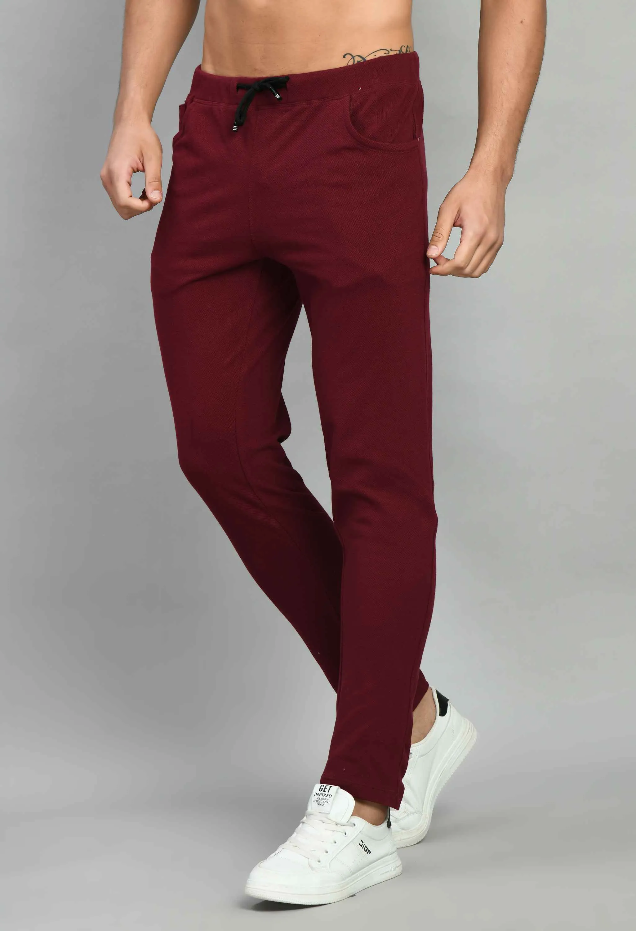 Men's Wine Plain Pique Knit Lower