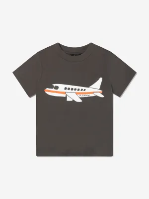 Mini Rodini Boys Organic Cotton Airplane T-Shirt In Grey