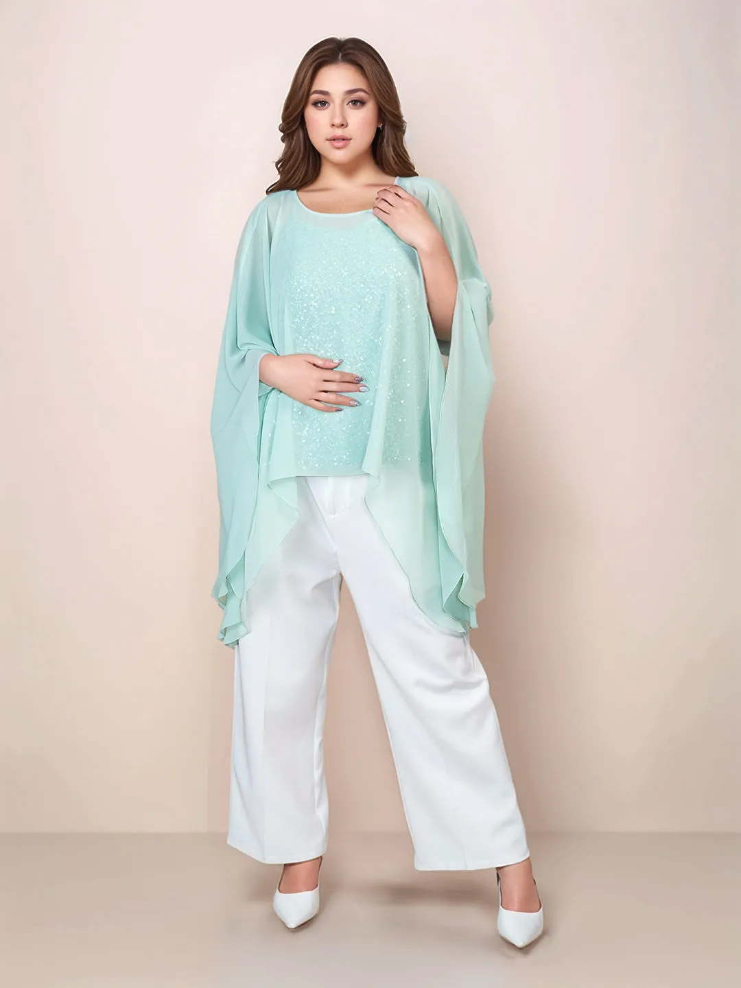 Mint Colored Solid Relaxed Fit Top