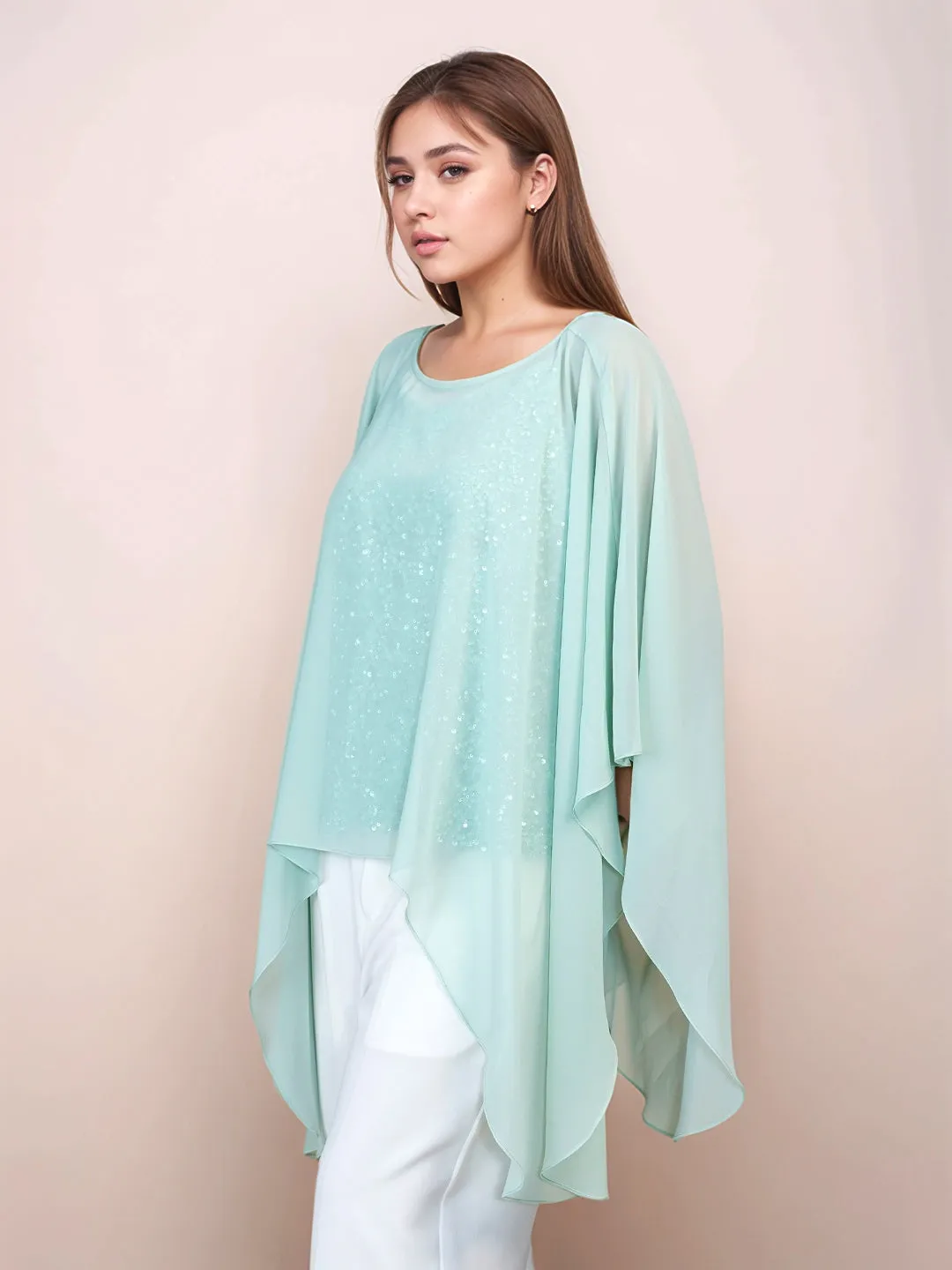 Mint Colored Solid Relaxed Fit Top