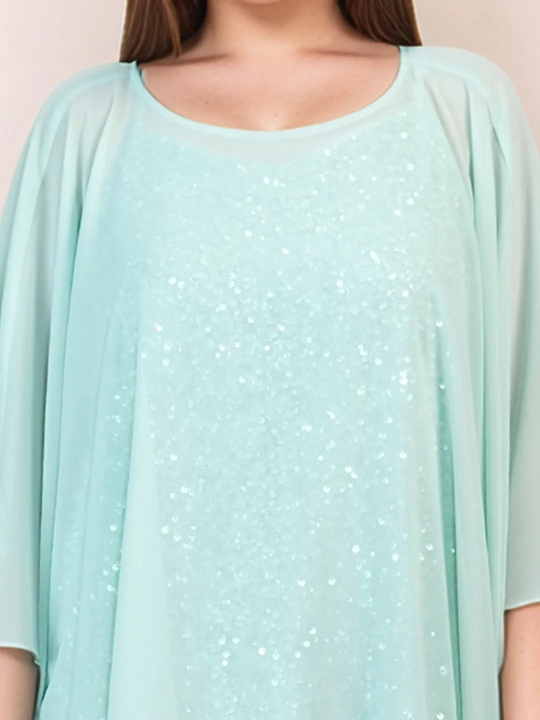 Mint Colored Solid Relaxed Fit Top