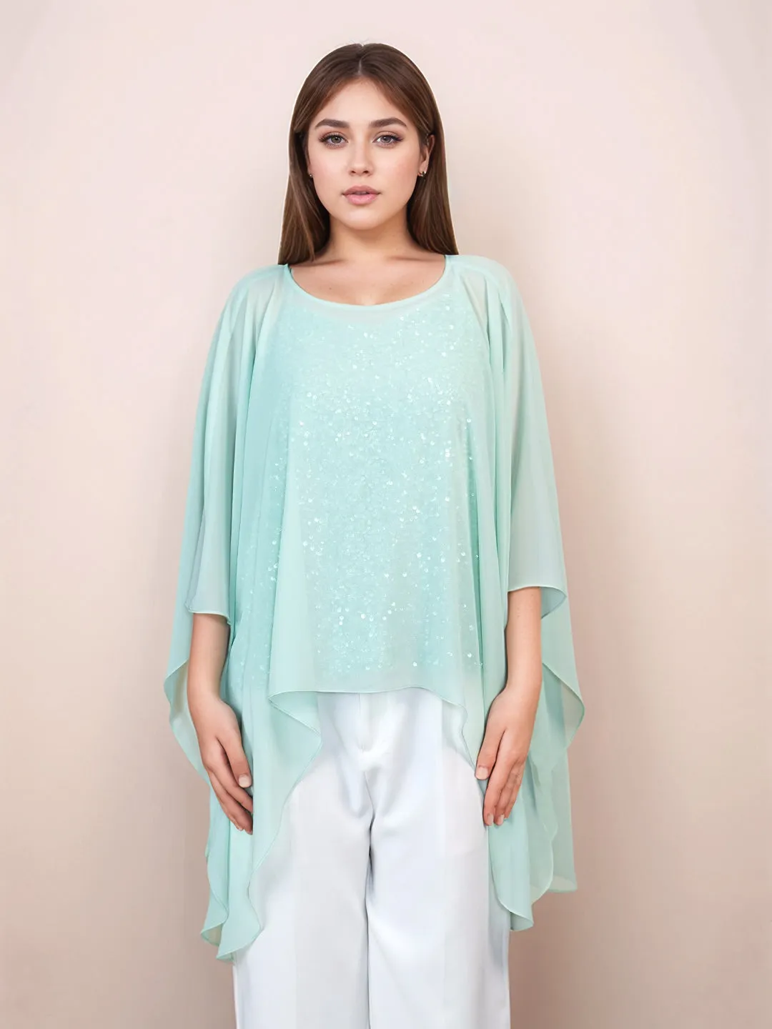 Mint Colored Solid Relaxed Fit Top