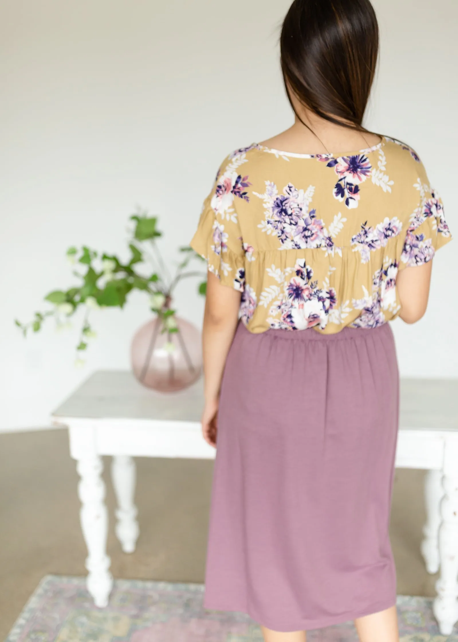 Mustard Floral Flowy Top - FINAL SALE