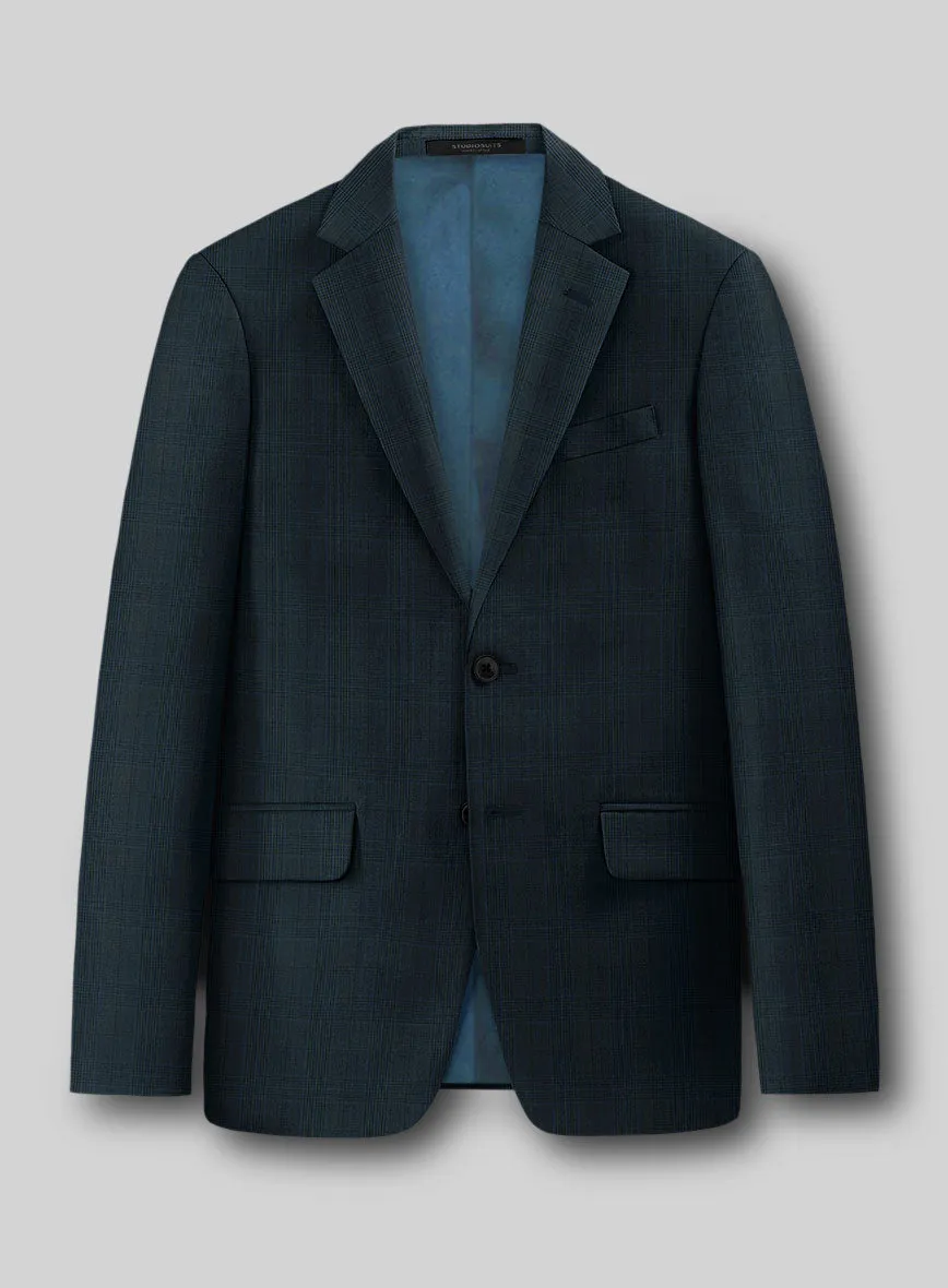 Napolean Xina Tartan Teal Blue Wool Suit