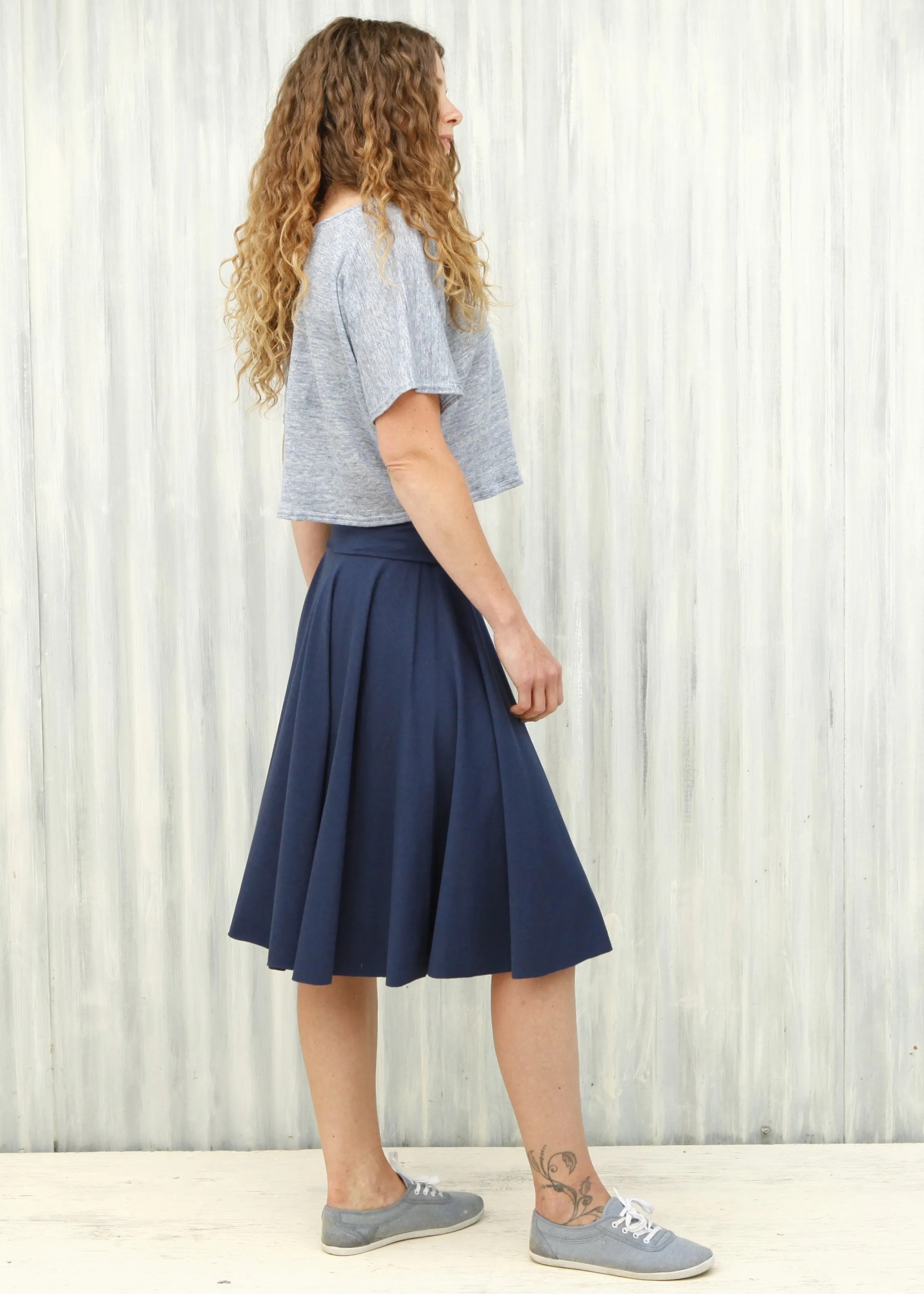 Navy Lailia Circle Skirt