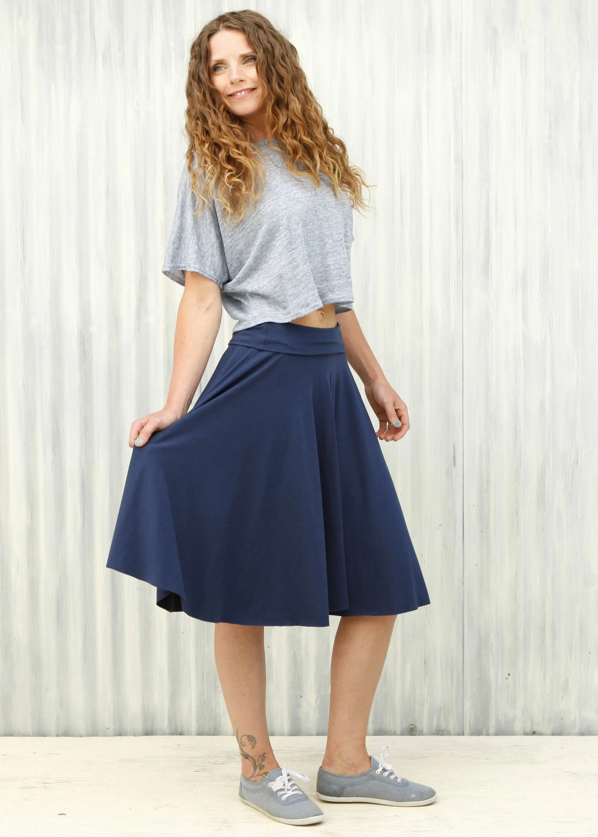 Navy Lailia Circle Skirt