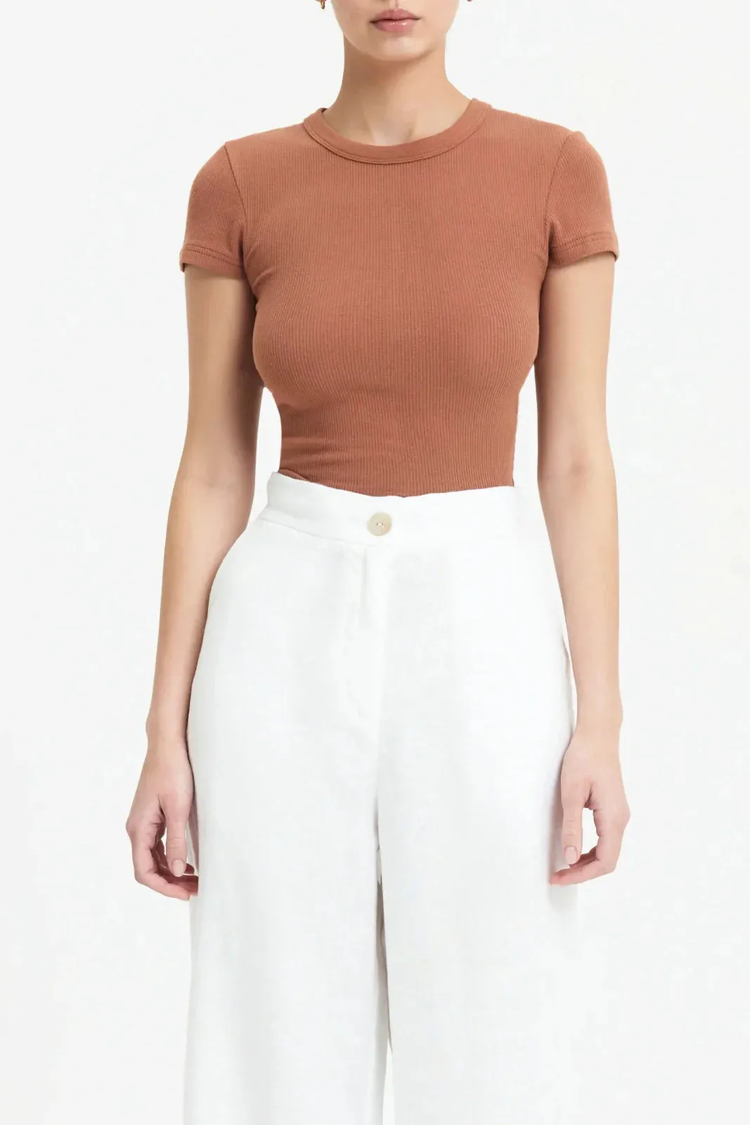 Nude lucy monroe organic rib tee - terracotta