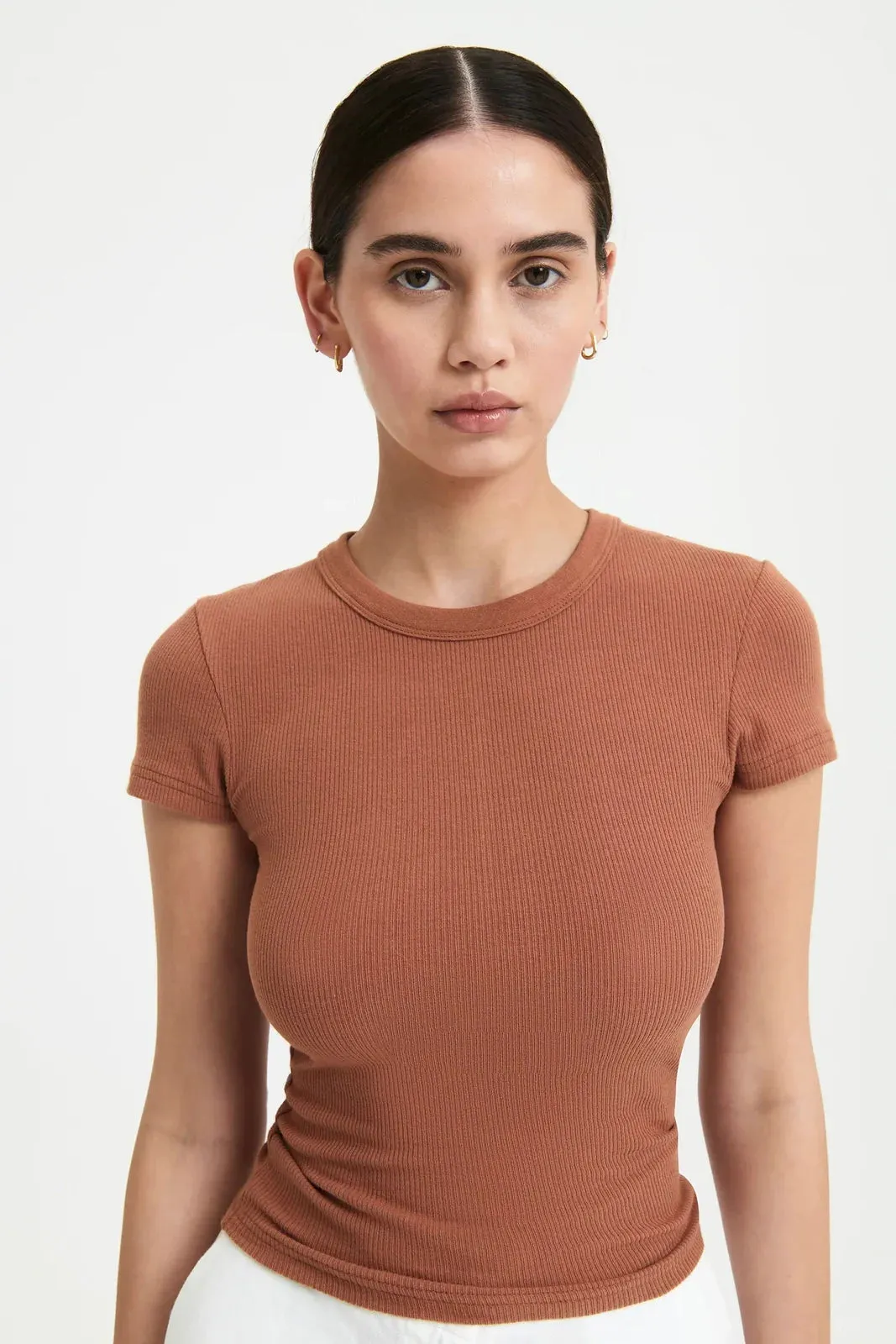 Nude lucy monroe organic rib tee - terracotta