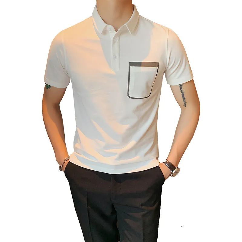 Overlapping Pocket Color Style Polo Shirt