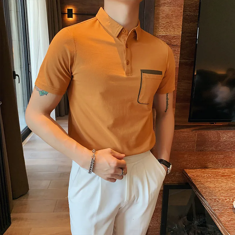 Overlapping Pocket Color Style Polo Shirt