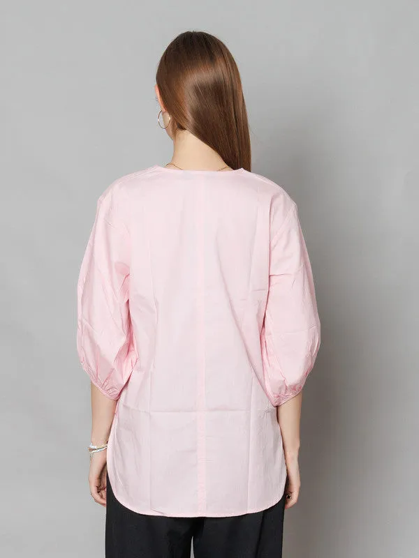 Pink Solid Relaxed Fit Top