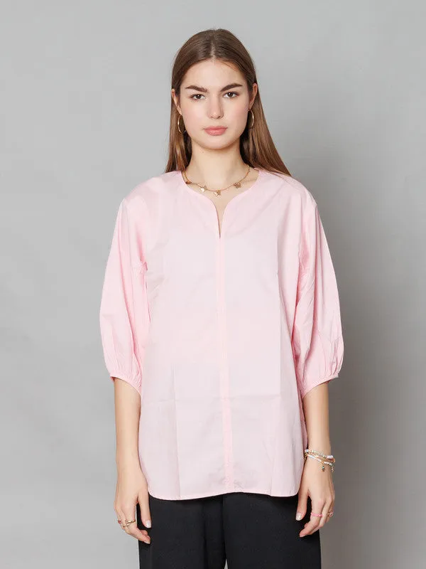 Pink Solid Relaxed Fit Top