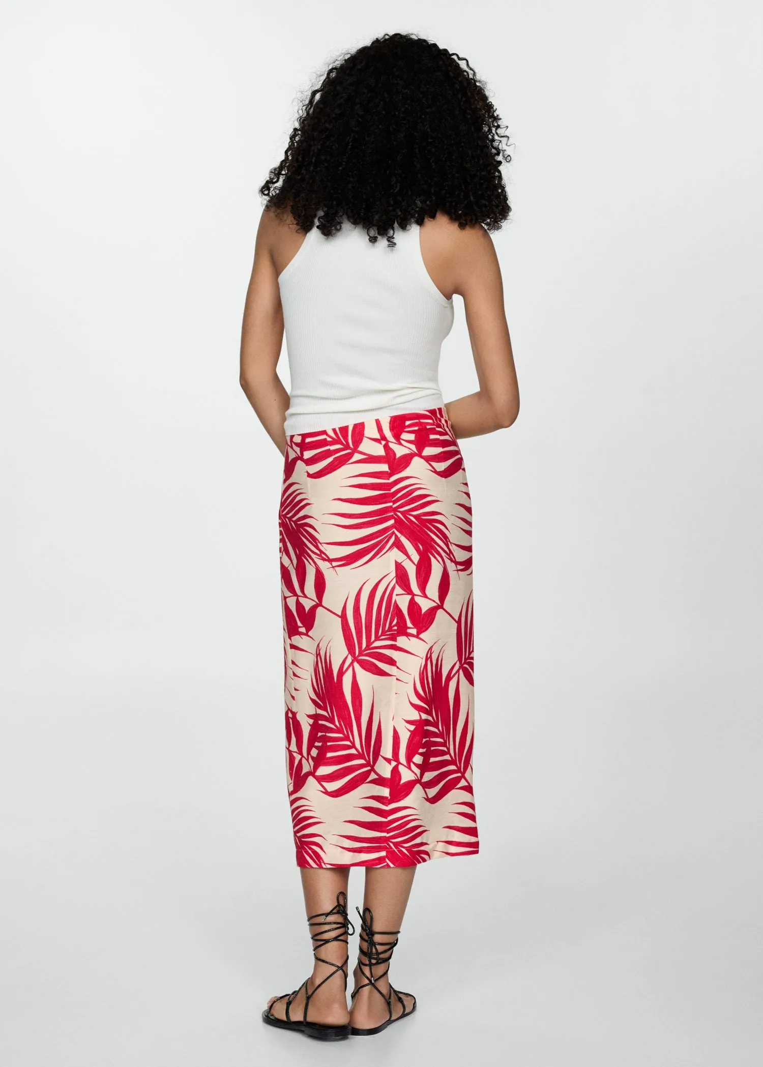 Printed skirt with slit