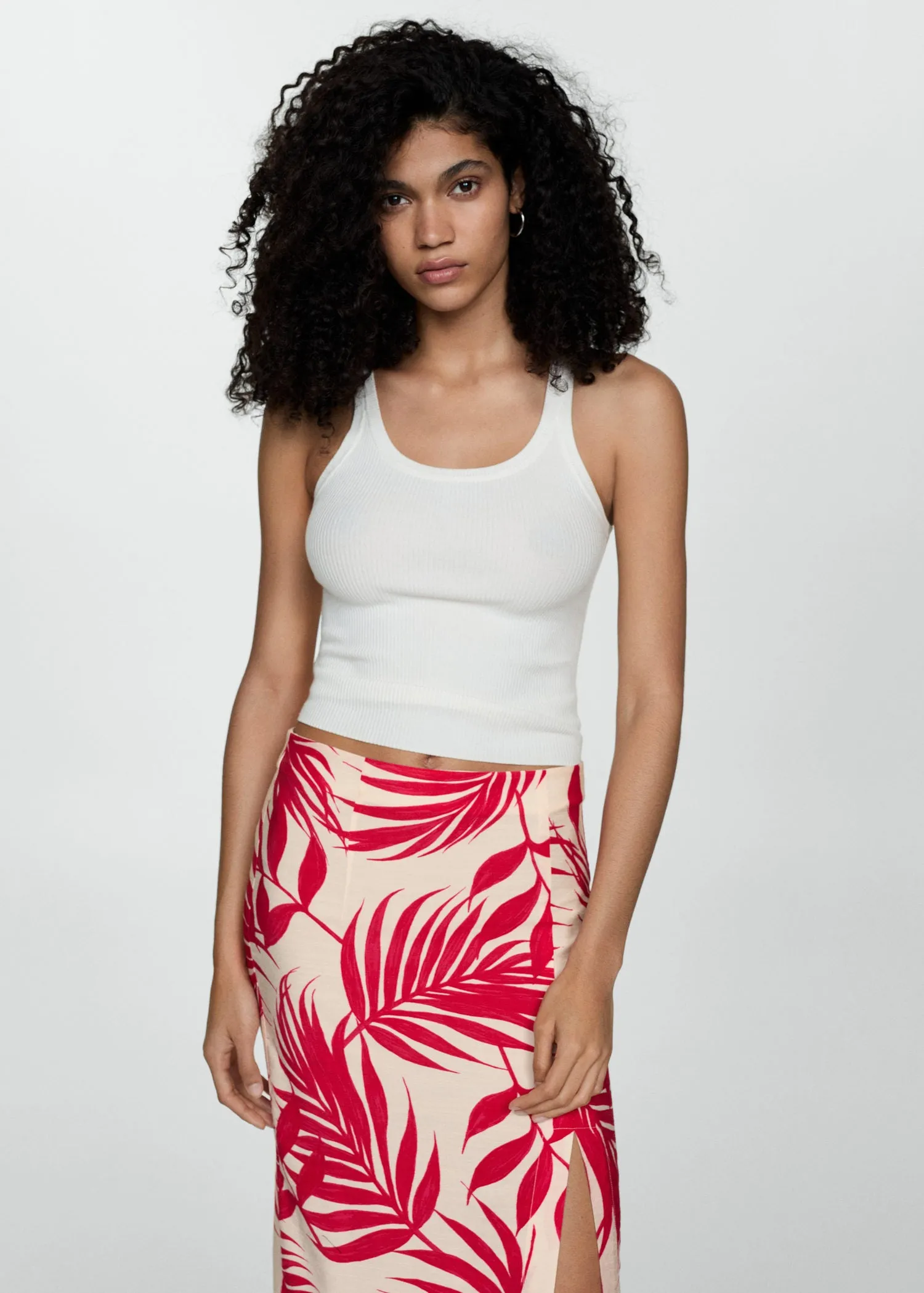 Printed skirt with slit