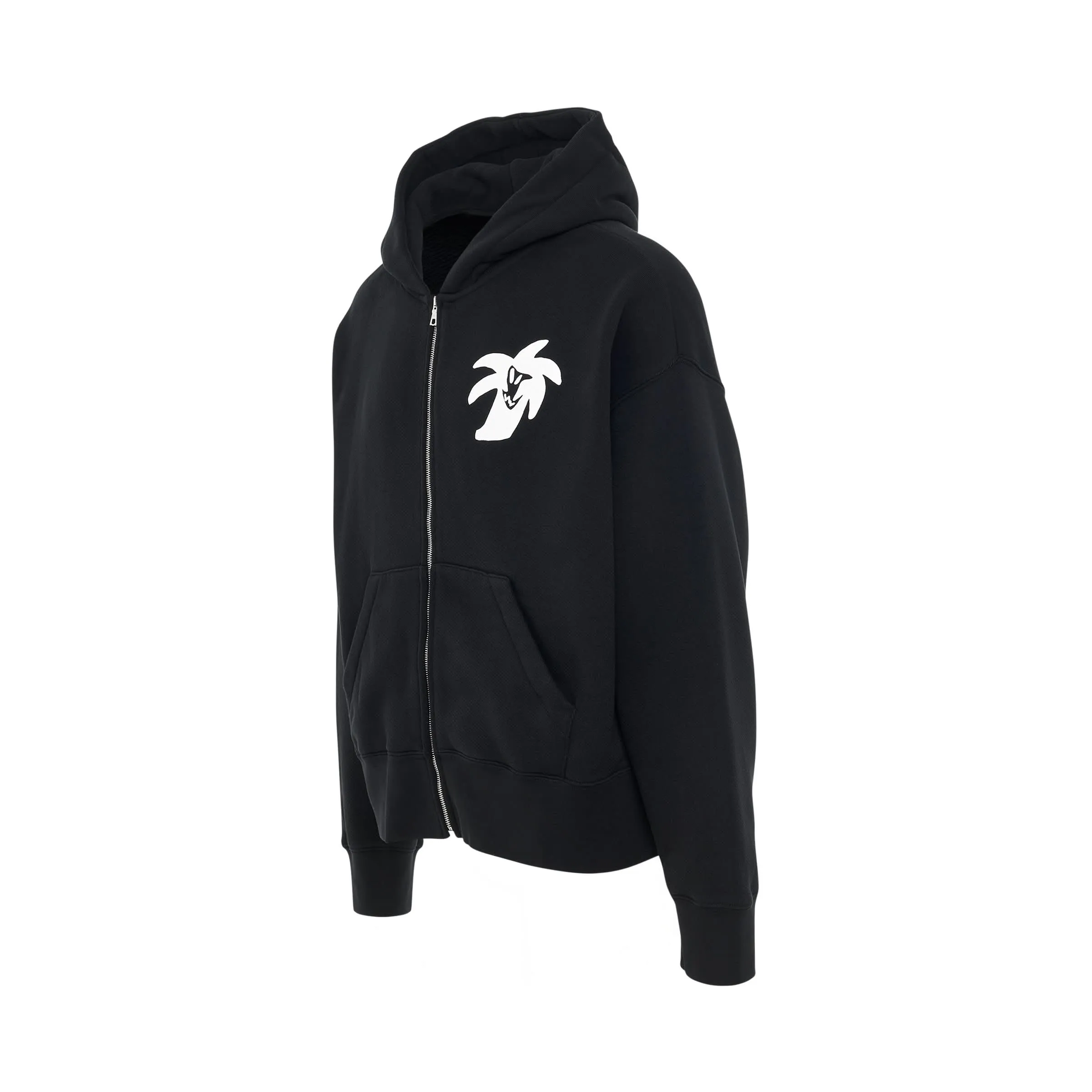 "Hunter" Logo Zipped Hoodie in Black