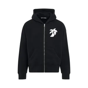 "Hunter" Logo Zipped Hoodie in Black