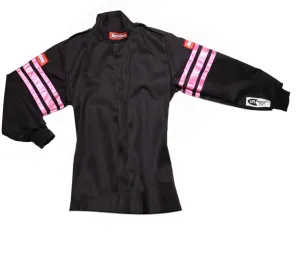 RaceQuip Single Layer Fire Suit Jacket - Black w/Pink Stripes - Kids Medium - 1960893