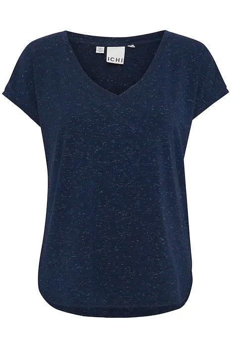 Rebel Fleck V-Neck Tee in navy