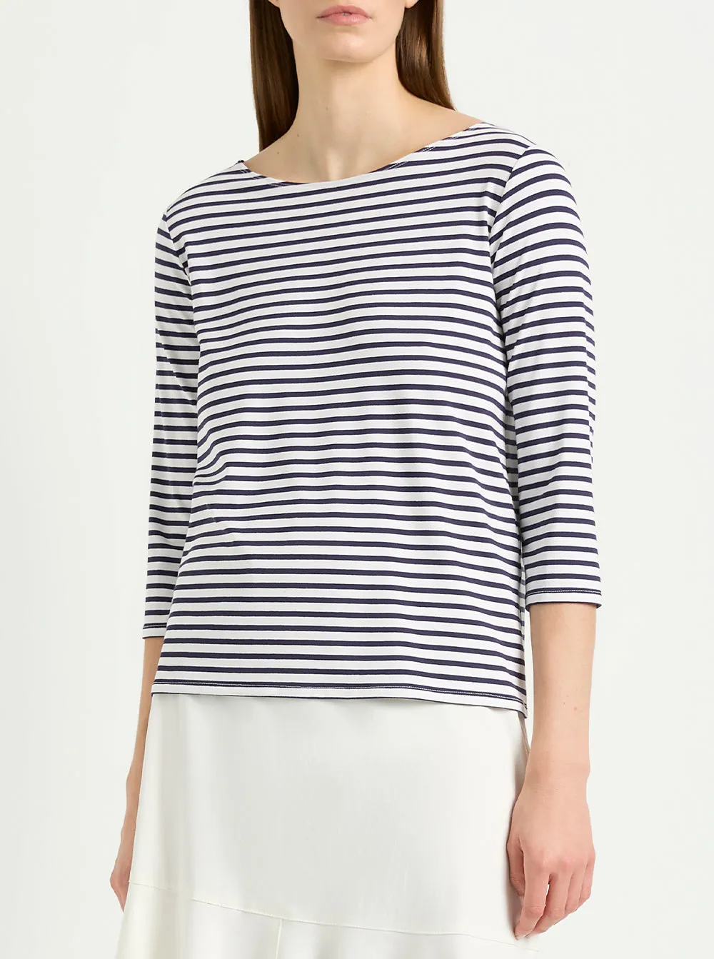 Relaxed Boat Neck - Sapphire/White Straw Stripe