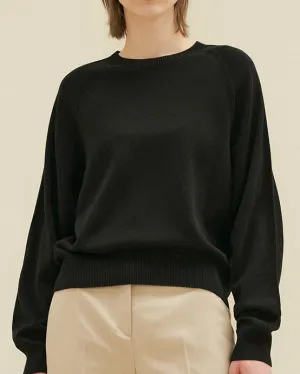 Slouchy Cotton Crew Black