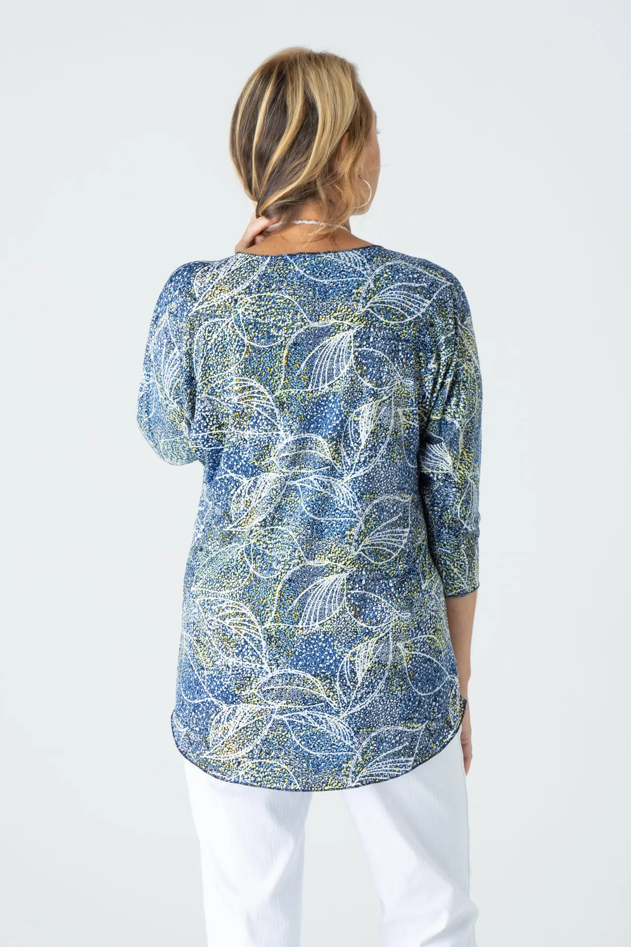 Spring Print Jersey 3/4 Sleeve Top