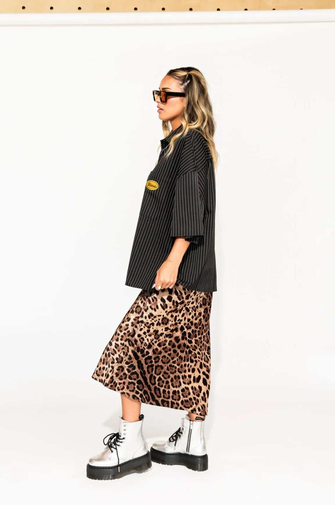 Supernova Bias Satin Skirt in Leopard