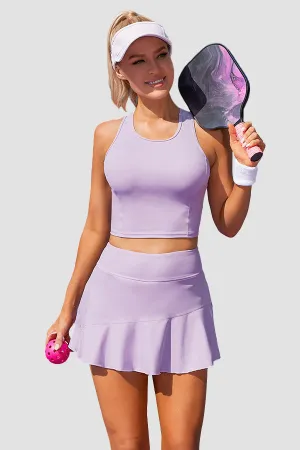 Taro Purple 2 Piece Tennis Dresses for Women with Shorts and Pockets Golf Workout Outfits Skirts Sets