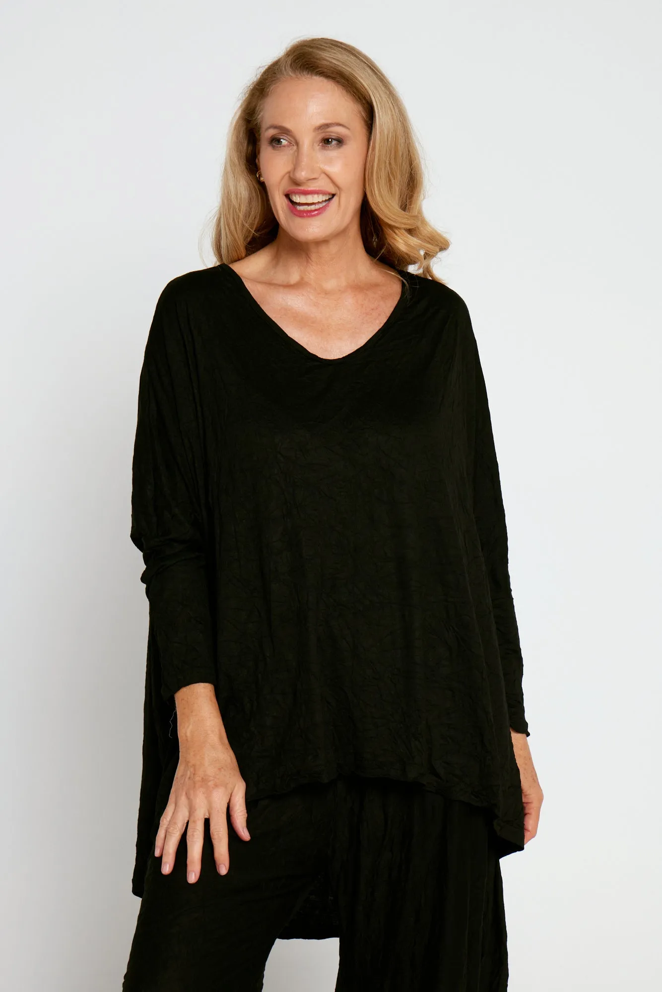 V Neck Celia Top - Black