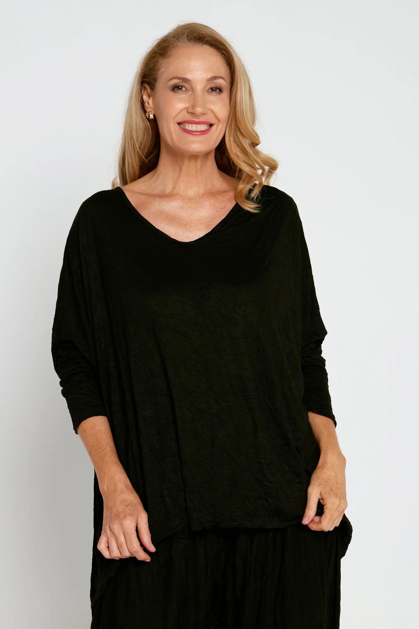 V Neck Celia Top - Black