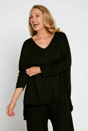 V Neck Celia Top - Black