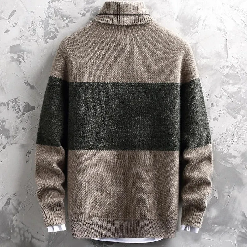 V-Print Warm Turtleneck Sweater