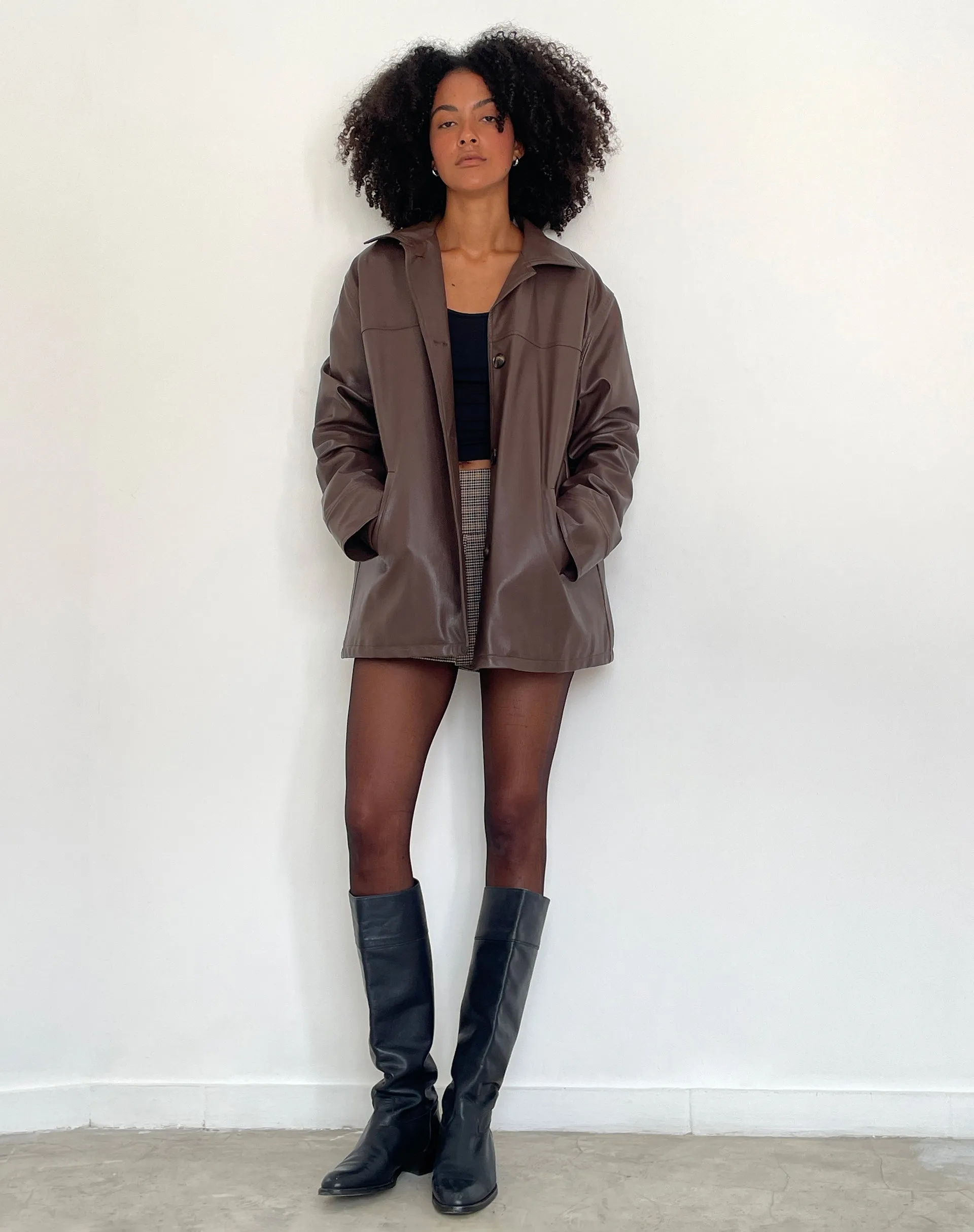 Walta Jacket in PU Truffle Brown