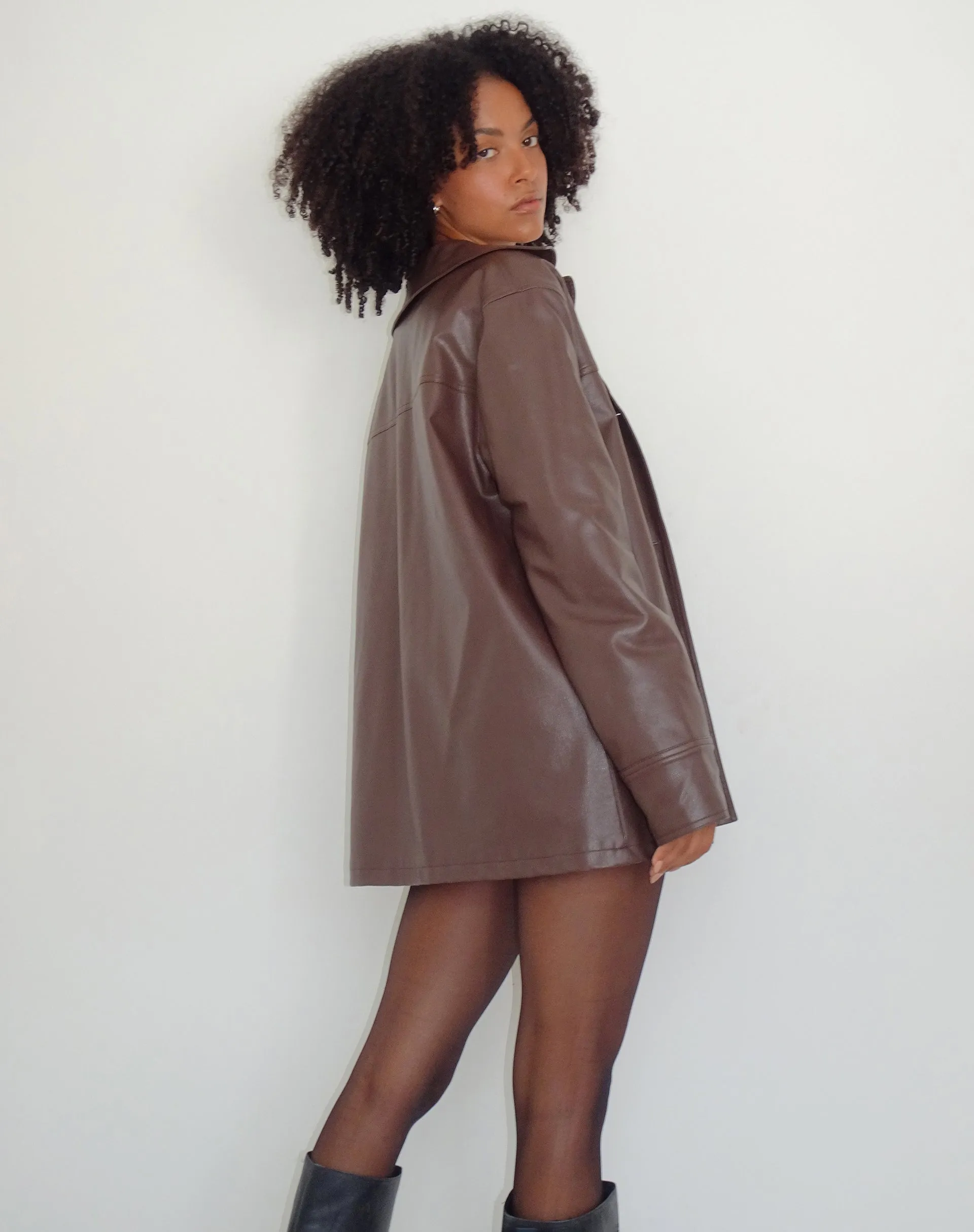 Walta Jacket in PU Truffle Brown