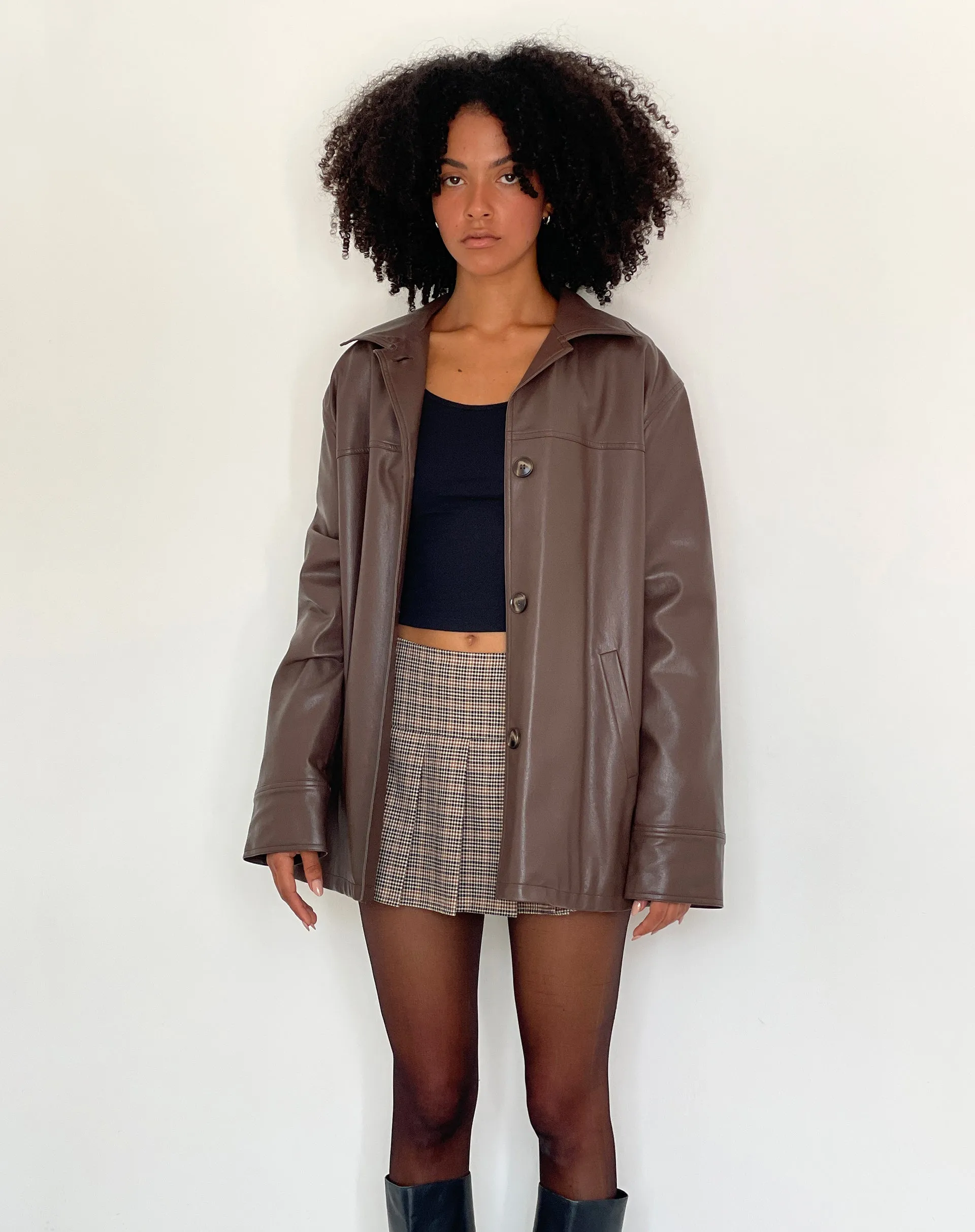 Walta Jacket in PU Truffle Brown