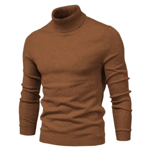 Winter Men Turtleneck Sweater Casual Solid Color Warm