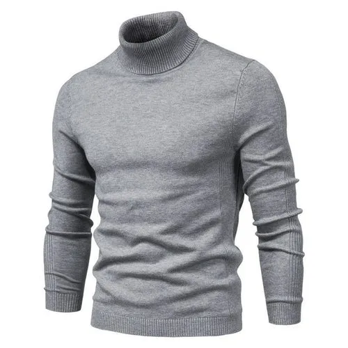 Winter Men Turtleneck Sweater Casual Solid Color Warm