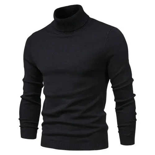 Winter Men Turtleneck Sweater Casual Solid Color Warm