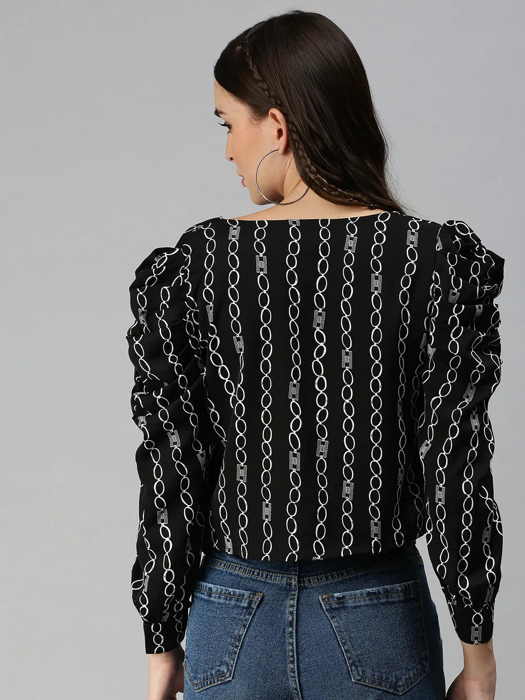 Women's Black Striped Crop Tops