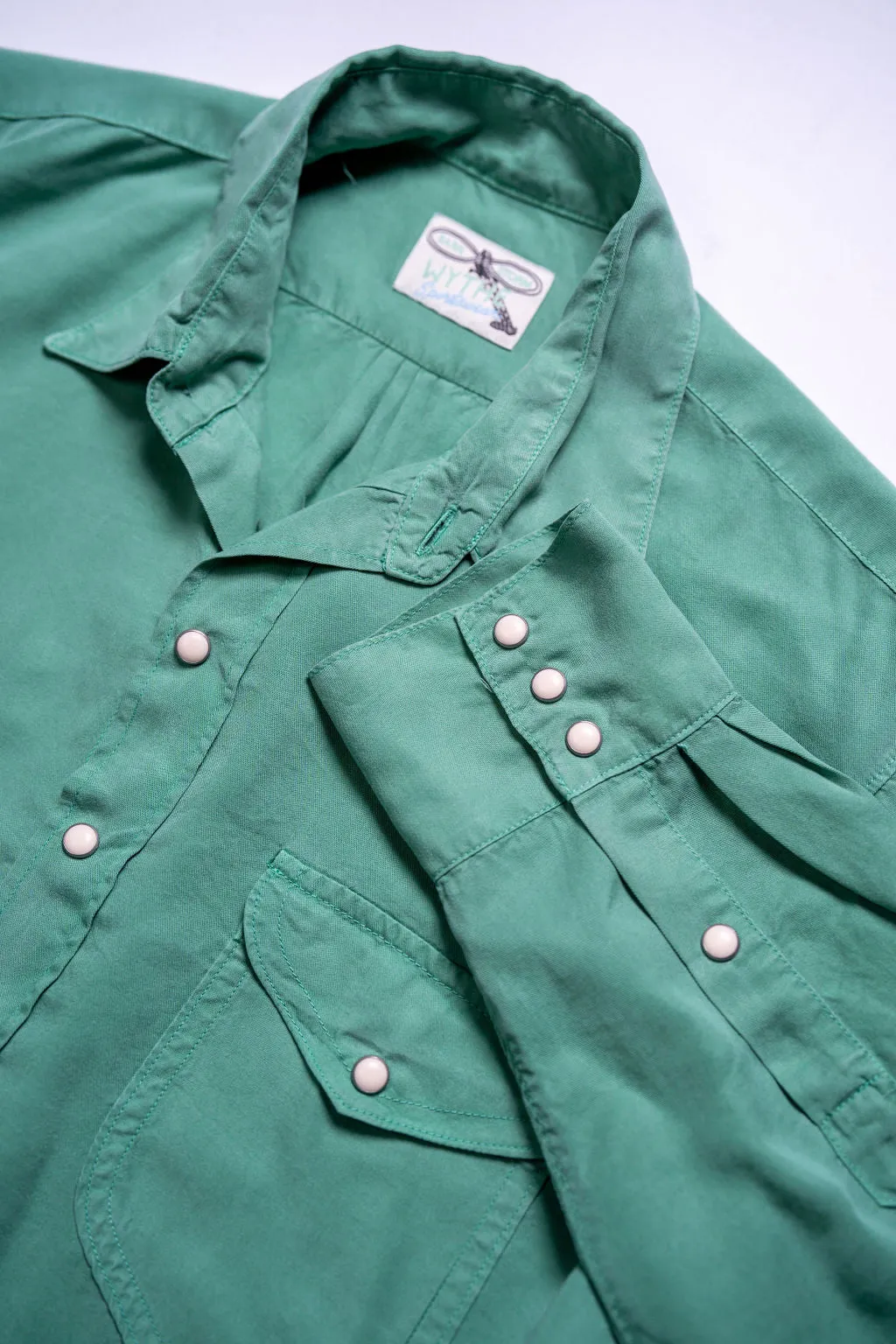 Wythe Tencel Gabardine Pearlsnap Shirt - Celadon