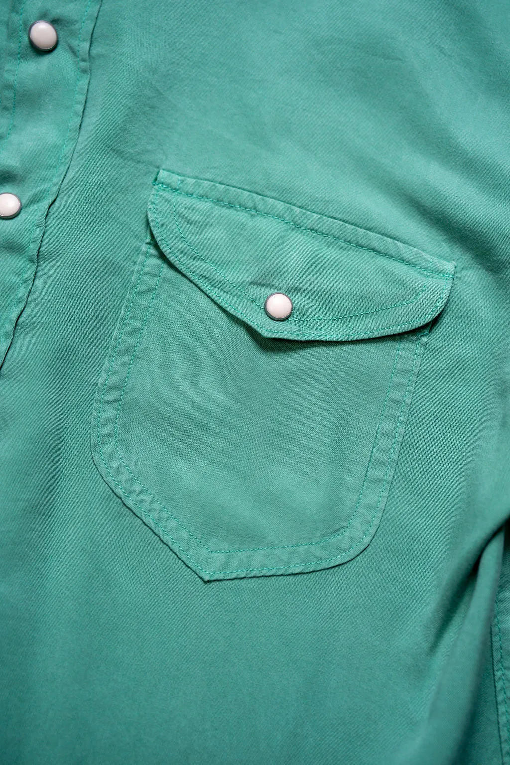 Wythe Tencel Gabardine Pearlsnap Shirt - Celadon